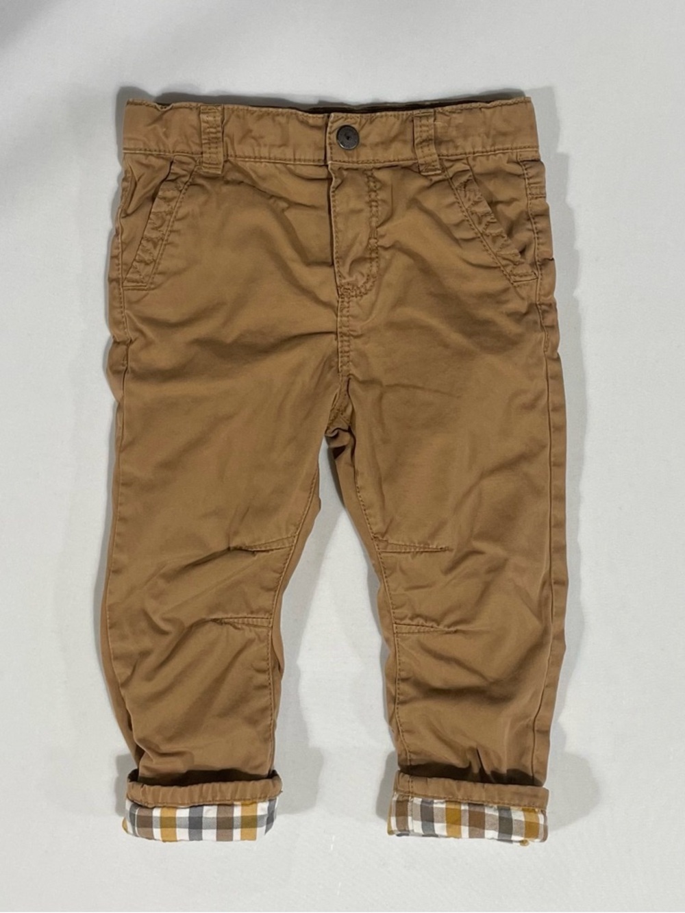 Obaïbi Baby Boys Lined Chino Pants - Brown/Mustard Size 18 Months